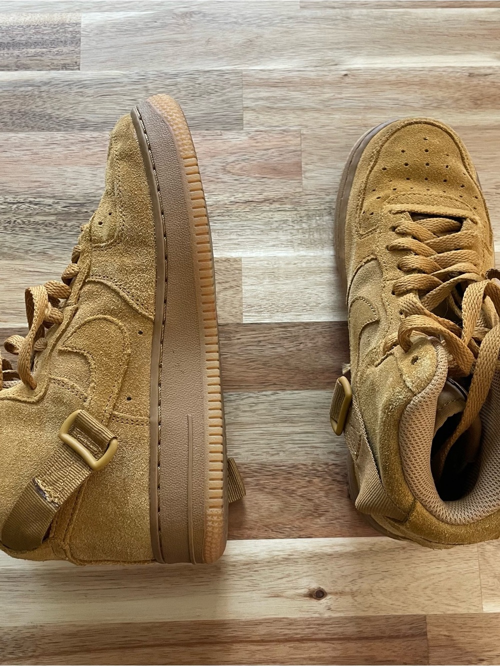 Suede High-Top Sneakers in Wheat Tan